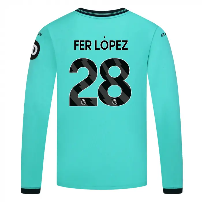 Wolves Fanshop | 2025-26 Wolves Away Shirt – Junior – LS FER LOPEZ 28 Wolves Merchandise Collection